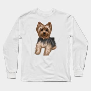 Cute Yorkshire Terrier Drawing Long Sleeve T-Shirt